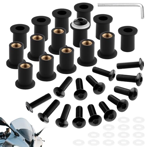 TXXATX 15 Pièces Vis Bulle Moto M5x16 mm Visserie Moto Noir Vis Carenage Moto avec Clé Fixation de Pare Brise pour Fixer et Soutenir Pare Brise