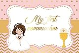 YongFoto 6x4ft First Holy Communion Party Backdrop Girl Baptism Christening Gold Glitter Cross God...