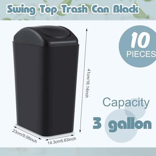 Image of Hoolerry 10 Pcs 3 Gallon /12 Liter Small Trash Can Plastic Kitchen Garbage with Lid Small Trash Bin for Bathroom Office Bedroom Kitchen Waste Outdoor