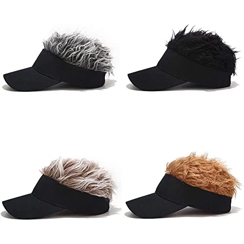 2023 Novidade Masculina Viseira de Cabelo Espiado Chapéus de Golfe Engraçados Peruca Falsa Bonés de