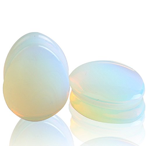 2Pairs Opalite Moon Stone Amethyst Ear Gauges Plugs Tunnels Expanders Stretcher Natural Organic Stone Double Flared Piercing Body Jewelry4