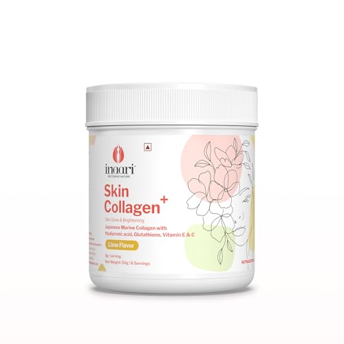 Image of Inaari Collagen Supplements For Women | Marine Collagen Type 1 and 3 Japanese Powder | Contains Glutathione, Vitamin C & E For Glowing Skin | Lime Flavor | 50 g