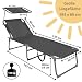Montafox Sonnenliege klappbar 195 x 60 x 34 cm tragbarer Liegestuhl bis 150 kg mit Sonnendach Verstellbarer Rückenlehne für Garten Pool Terrasse Strand, Farbe:grau