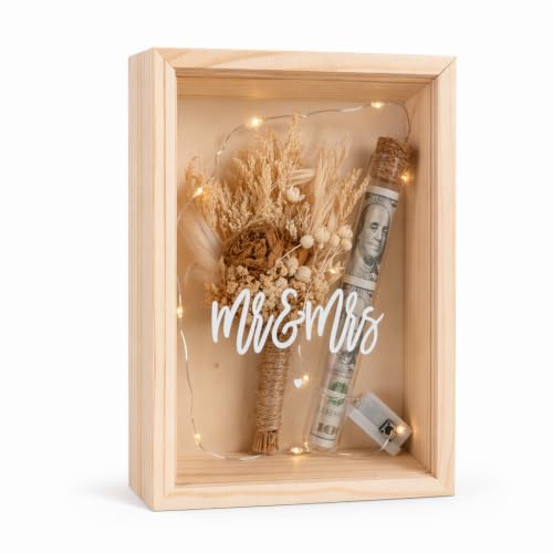 Imagen de Regalo de boda para los novios elegante caja de regalo con flores secas
