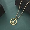 VASSAGO Hippie Style Peace Sign Necklace Peace Sign Pendant Necklace Peace Symbol Jewelry Stainless Steel 1960s 1970s Hippie Party Dressing Accessories Necklaces for Men Women (gold) #2