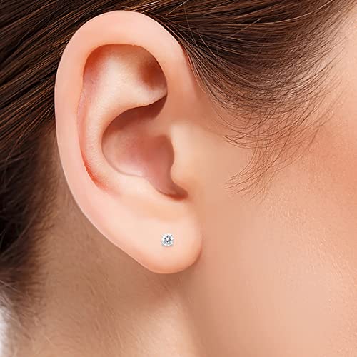 1/3 Carat Tw Ags Certified Round Diamond Solitaire Stud Earrings In 14K White Gold #TOP3
