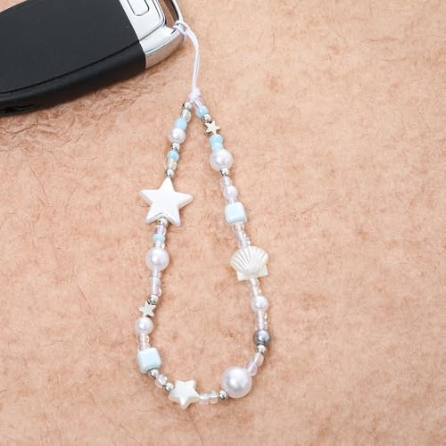 Image of Cute Beaded Camera Wrist Strap for Phone, Digital Camera Charm Lanyard, Pearl Beaded Chain for Bag Keychain Gift