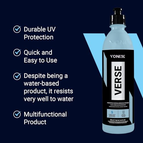 Image of Vonixx Verse Plastic & Rubber Protector for Car & Bikes | Dashboard Polish Care - Uv Protector Accessories - Restoring, Refreshing and Protecting Agent for Interior & Exterior Surfaces - 500 Ml