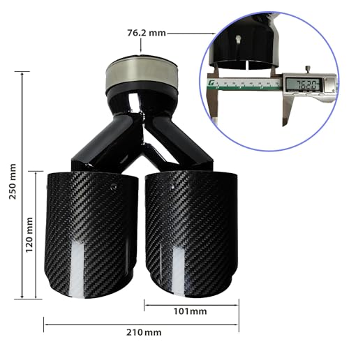 Embouts d'échappement universels double sortie noir brillant 76.2mm vers 101mm - 7
