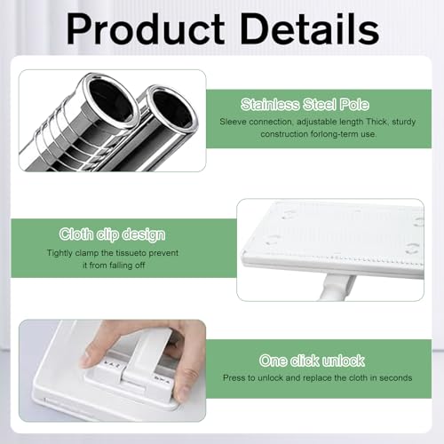 Wischmopp Mit Druck Klemm System,Wischmopp Mit 10 Stück Mops Pads,Snap Grip Mini Mop,Neu Wischer Mop,Mini Mops,Fauler Wischmops,Mini Mopp mit Tuchwechsel, geeignet für Zuhause und Büro