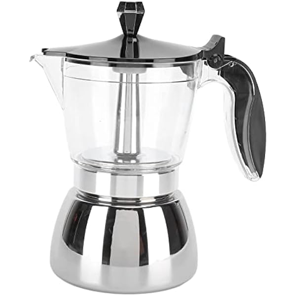Moka Pot, 6 filiżanek Classic Crystal włoski Octagonal Stovetop Espresso Maker, ekspres do kawy z filtrem lejek do Cappuccino Milk Macchiato Mocha, wsparcie ogrzewania