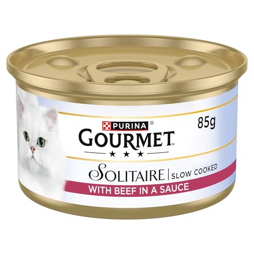 GOURMET Solitaire Tinned Wet Cat Food with Beef 85g (Pack of 12)