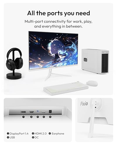 Image of Pixio PX275 Wave White 27 inch 100Hz Refresh Rate QHD 1440p Resolution IPS Panel 1ms MPRT Response Time Gaming Monitor with Adaptive Sync