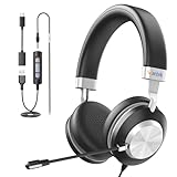 Wantek USB Headset with Microphone, On-Ear Computer Headphones with Noise Canceling Mic & in-line Control, Compatible with PC Laptop for Work, Home Office, Online Meetings, Zoom, Teams