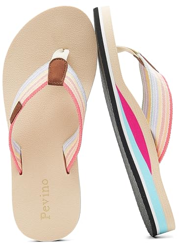 Image of Pevino Women's Orthotic Flip Flops,Casual Comfortable Yoga Mat Thong Sandal with Arch Support