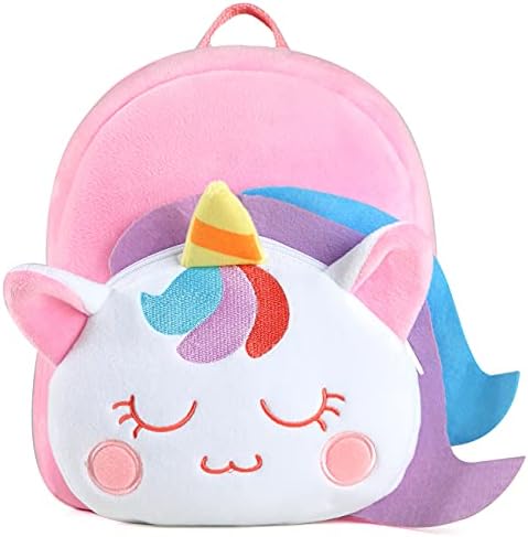 Toddler Backpack, VASCHY Cartoon Animal Children's Backpack Plush Mini School Bags for 2-4 Years Old Baby Kids Girls, Gift for Kindergarten Kids, Rainbow Unicorn