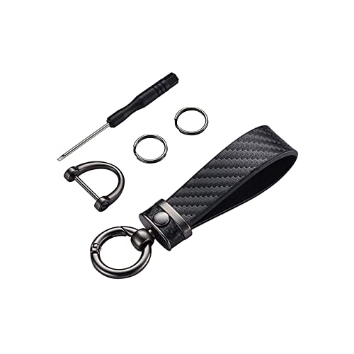 VYLORI Carbon Fiber Style Car Keychain nterior Accessories Keychains Leather Car Key Fob Universal Key Chains for Key Fobs for Men and Women Car Accessories Key Ring&Anti-Lost D-Ring, 10 Years