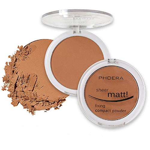 Aquapurity Phoera Sheer Matte Compact Powder Fixing Powder Makeup Base Fixer Setting Powder Foundation Fixing Compact Pressed Powder Long Lasting Make Up Fixer Skin Vitamin E Beauty Blender (206 Tan) #TOP16