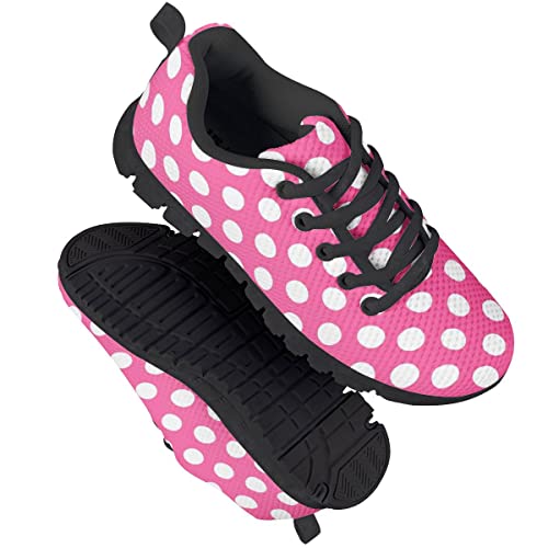 AmzPrint Unisex-Child Casual Black and White Polka Dot Print Sneakers Vintage Breathable Athletic Big Boys Sneakers Size 134