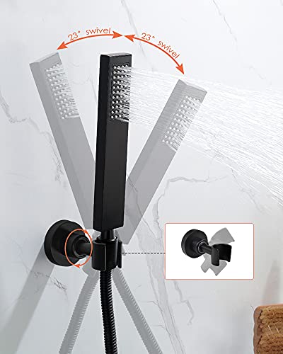 PHASAT Shower Head Holder Wall Mount SUS304 Stainless Steel Shower Wand Holder,Adjustable Handheld Shower Head Bracket Holder Matte Black,A13021B