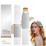Color Changing Foundation Stick,2-in-1 Dual Ended Concealer Stick & Balm Foundation,Full Coverage Cream Foun/dation with Brush,Hydrating Colour Changing Foun/dation Sti/ck for All Skin Types (Natural)