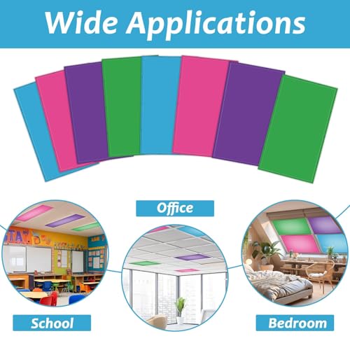 8 Pcs Fluorescent Light Covers with 80 Magnets Decorative for Classroom Ceiling Light 4 x 2 Feet Magnetic Light Covers Filter Easy Install for Office Hospitals & Home Drop Ceiling Supplies (Color) by Wiooffen - Used condition - Image 4