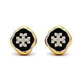 Pendientes minimalistas de plata de ley 925 con parte trasera plana, esmalte negro y diseño de cruz de cristal, caja de regalo hipoalergénica incluida