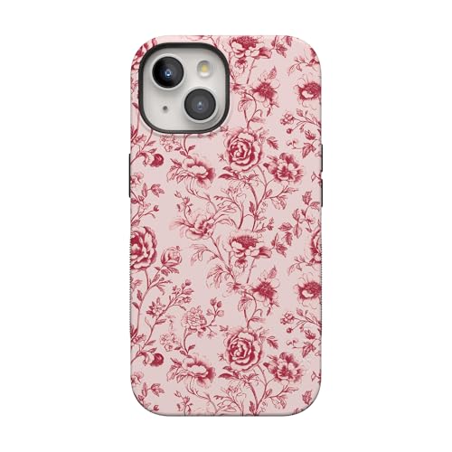 Casely iPhone 15 Plus Case | Vintage Belle | Floral Toile | Bold Protective Design | MagSafe Compatible Design