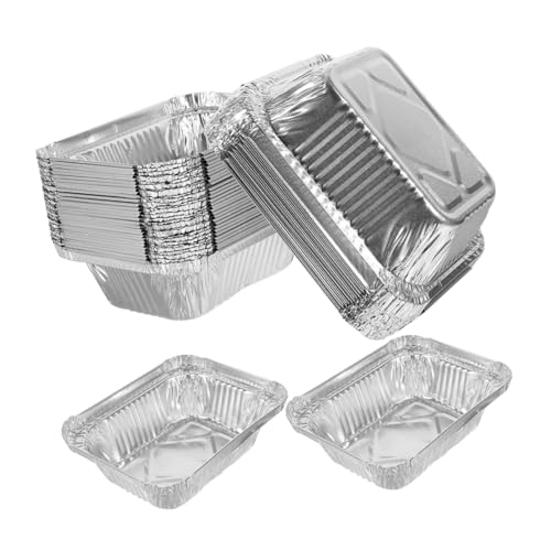 GLEAVI 100 Piezas De Caja De Papel De Aluminio Para Barbacoa Bandeja De Vapor Bandeja Para Hornear Bandejas De Aluminio Bandejas De Aluminio Pequeñas Bandejas De Aluminio Grandes