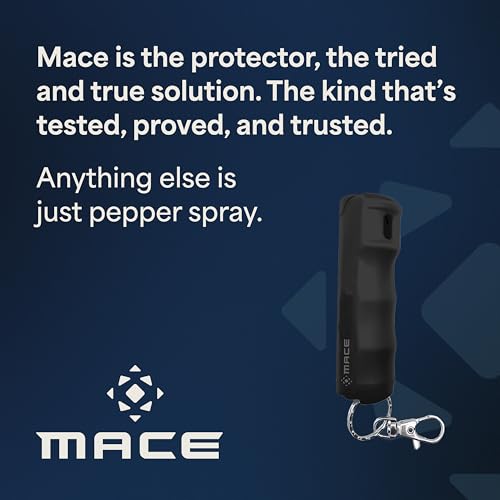 Mace Pepper Spray - 2-Pack Hard Case Model, 0.42 oz, 12 Feet Range, Max Strength 10% OC, Long Lasting UV Dye, Flip Top Safety Cap, Self Defense Pepper Spray Keychain for Women & Men - Black - Thumbnail 5