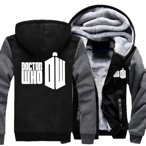MYYLY Mens Sweatshirt for Doctor Who Mens Hoodies with Fleece Classic Cotton Hooded Pullover Full Zip,Warm Winter Jacket Long Sleeve Hoody Sweater with Pockets,A-M