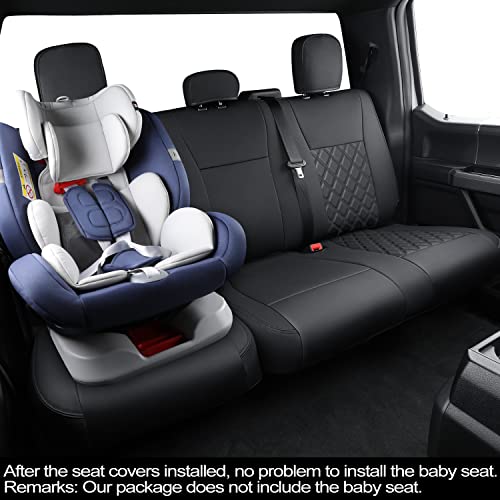 Image of LUCKYMAN CLUB Custom Seat Covers X06-XLT for F150 SuperCrew 2015-2026 Pickup Car Truck, Waterproof Faux Leather, Full Coverage, Also Fit 2017-2026 F250 /F350 (Black Full Set)