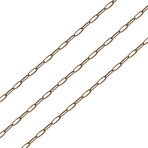 Craftdady - Craftdady Antikes Bronzekabel, Büroklammer, Kette, Gliederkette, 9 x 3,5 x 0,7 mm, gezogene, längliche, messingfarbene Gliederkette für Schmuckherstellung
