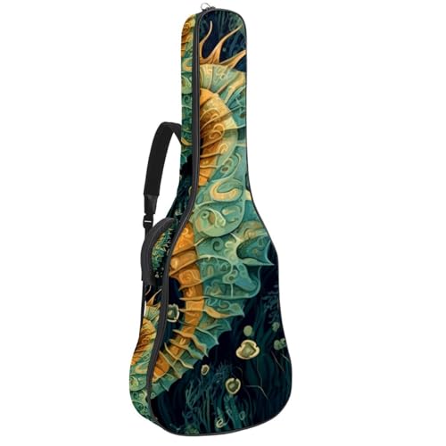 Housse guitare classique pour vos déplacements musicaux, sac étanche hippocampe bleu et basse