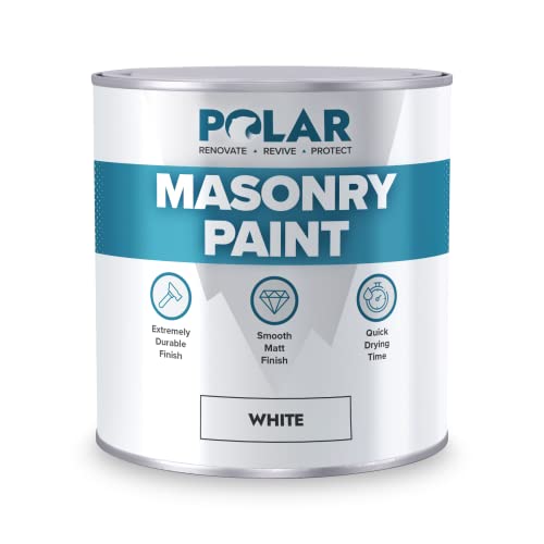 Polar Masonry Emulsion Paint for Multi-Purpose Use - 500ml, Matt White - Interior and Exterior Walls and Ceilings, Durable Performance