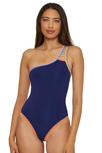 Lucky Avila Asymmetrical One Piece Swimsuit, Adjustable, Tie Back, Bathing Suits for Women Costume Intero, Blu Mare, S Donna