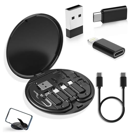 USB-C Adapter Cable Kit - Multi Charging Cable Convertor Set with Card Slot, USB-C to iOS/Type-C/Micro/USB-A Adapters, Data Transfer Supported, Black Travel Case