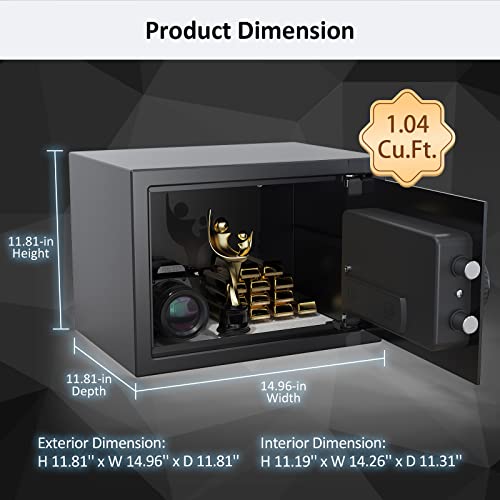 Goldenkey Lock Safe– Wall Anchoring Personal Safe Steel Construction Black Small Safe For Home, Hotel, Office #TOP2
