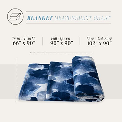 Elegant Comfort Luxury Velvety Feel Blanket, All-Season Lightweight Blanket, Ultra Plush, Soft, Cozy-Fuzzy Flannel Fleece For Couch, Sofa, Bed, Travel, Camouflage Design, King/California King, Blue #TOP3