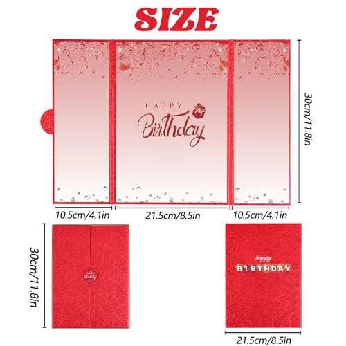Image of Crenics Red Birthday Decorations for Women Men, Creative Birthday Guest Signature Book Alternative 18 inch x 12 inch, Awesome Birthday Gifts for Girls or Boys