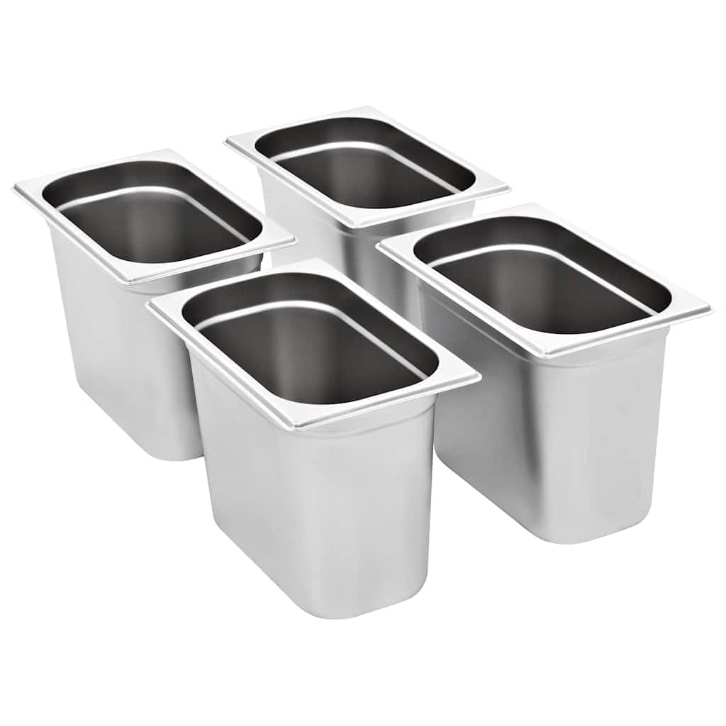 Gastronormbehälter 4 Stück GN 1/4 200 mm Edelstahl Stapelbar