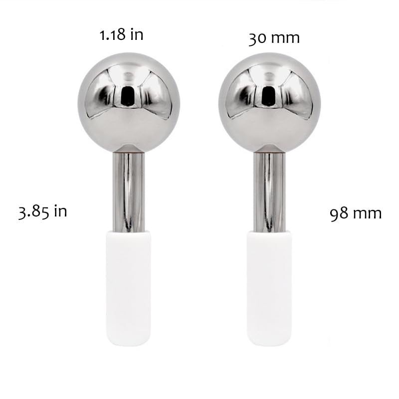 Betyura Ice Globes for Face & Eyes – Unbreakable Stainless Steel Cooling Cryo Sticks, Hot & Cold Facial Roller for Puffiness, Dark Circles & Daily Skincare(White) - Image 2