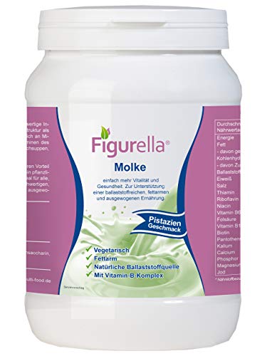 Abnehmen mit Molke | 750 g fettarmes Süßmolkenpulver für Diät, Trennkost, Fastenkur, Badezusatz | Der Vital-Shake und Wellnessdrink | Figurella Molke (Pistazie 750 g)