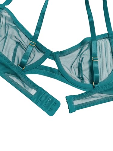 Image of Lilosy Sexy Mesh Sheer Underwire Push Up Lingerie Set Lingerie Set