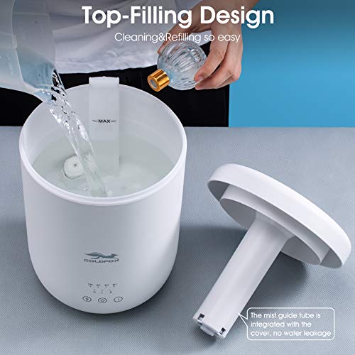 Humidifiers For Bedroom, Goldfox 2.2L Cool Mist Humidifiers For Bedroom Essential Oil Diffuser Humidifier With Ambient Light For Home Office, Quiet And Automatic Safety Shut-Off #TOP2