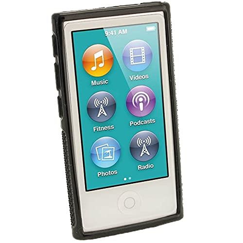 Igadgitz U2064 'Clip'n'go' Durable Crystal Gel Skin (Tpu) Case Cover With Integrated Sports Clip + Screen Protector Compatible With Apple Ipod Nano 7Th Gen 7G 16Gb - Black #TOP1