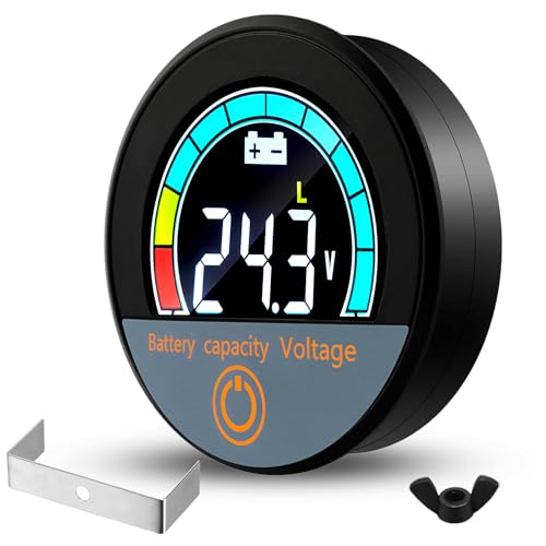 Battery Monitor Voltage Meter 12V 24V 48V 60V 72V 84V Waterproof Digital Indicator Round Golf Cart Battery Meter Embedded LCD Display Voltage Gauge for Golf Cart Motorcycle Car Truck (1)