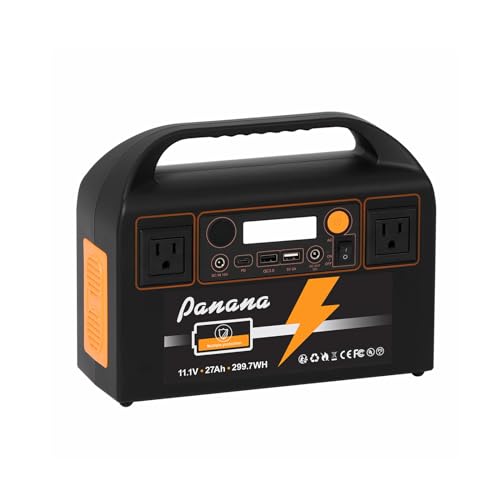 Panana 300W Portable Power Station, 299.7Wh/27Ah Lithium Battery Electronic Solar Generator AC Outlets, DC Output Backup Power Supply for Camping Outdoor Adventure Explorer Travel Emergency