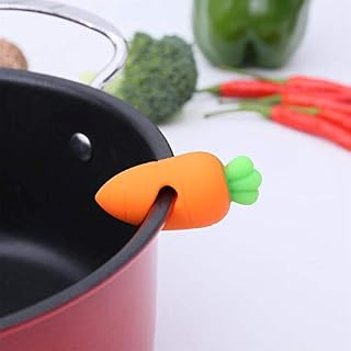 EMFGJ Silicone Spill Proof Lid Lifters Cute Carrot Shaped Small Soft Heat Resistant Pot Pan Saucepan Lid Holder Fun Kitchen Gadgets