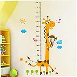 TOSSPER Tabella di Altezza Misuratore Adesivo Parete Cute Cartoon Giraffe Monkey Murale Rimovibile Bambini Body Misura Decalcomania per Bambini Baby Room